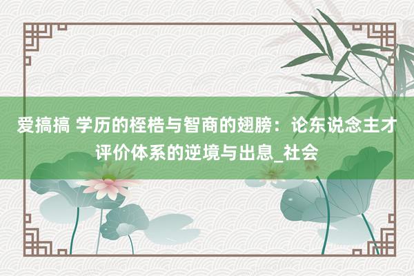 爱搞搞 学历的桎梏与智商的翅膀：论东说念主才评价体系的逆境与出息_社会